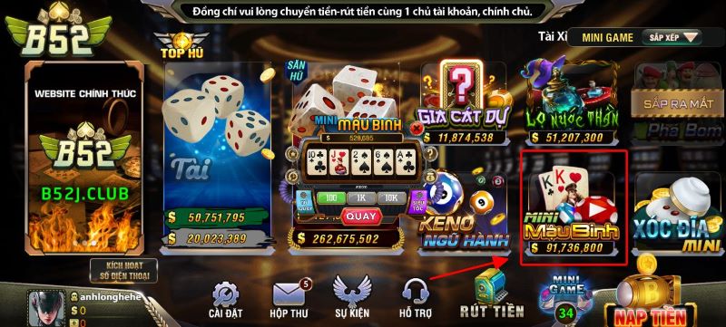 Cách chơi mini mậu binh đơn giản trên B52 Game